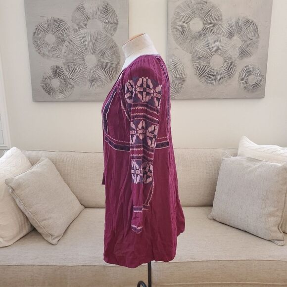 🍂 FREE PEOPLE 🍂 | 'All My Life' Embroidered Minidress - [size XS in Wine] - Picture 10 of 15